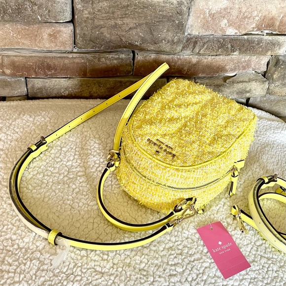 kate spade Bags Newkate Spade Yellow Tweed Convertible Backpack